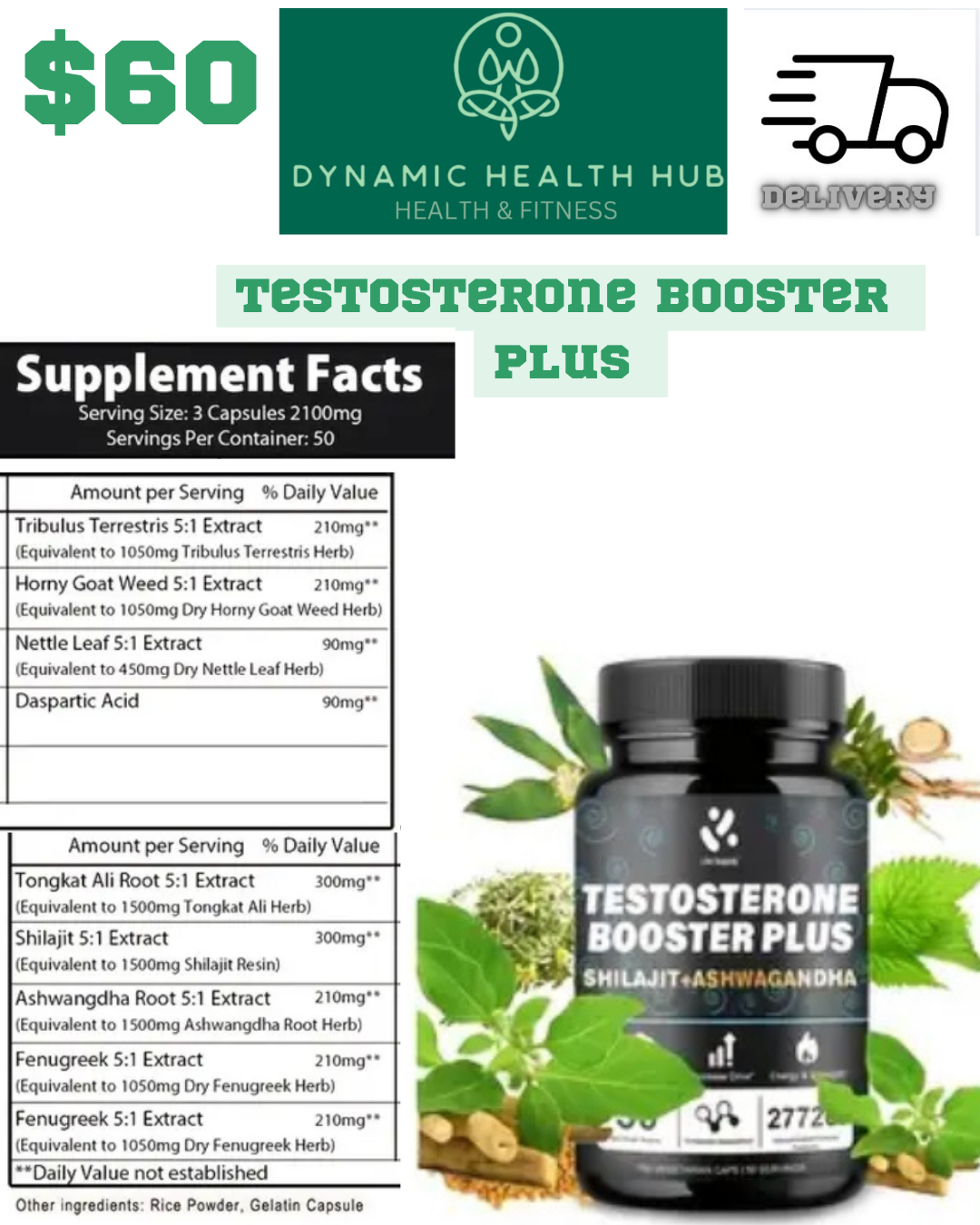 Testosterone Booster Plus with Shilajit + Ashwagandha