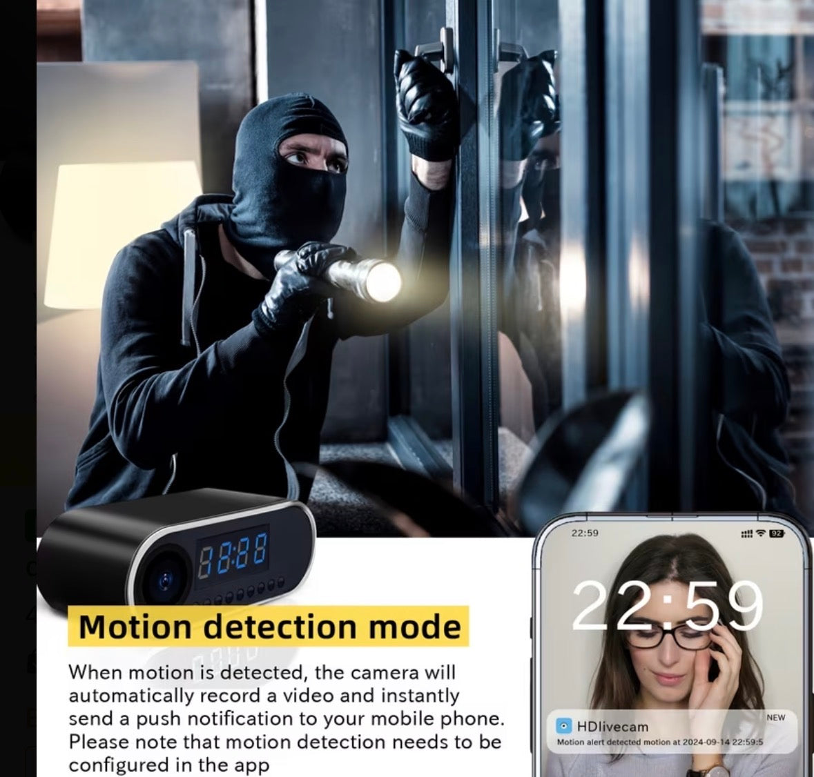 Bedside Clock with Spy Camera