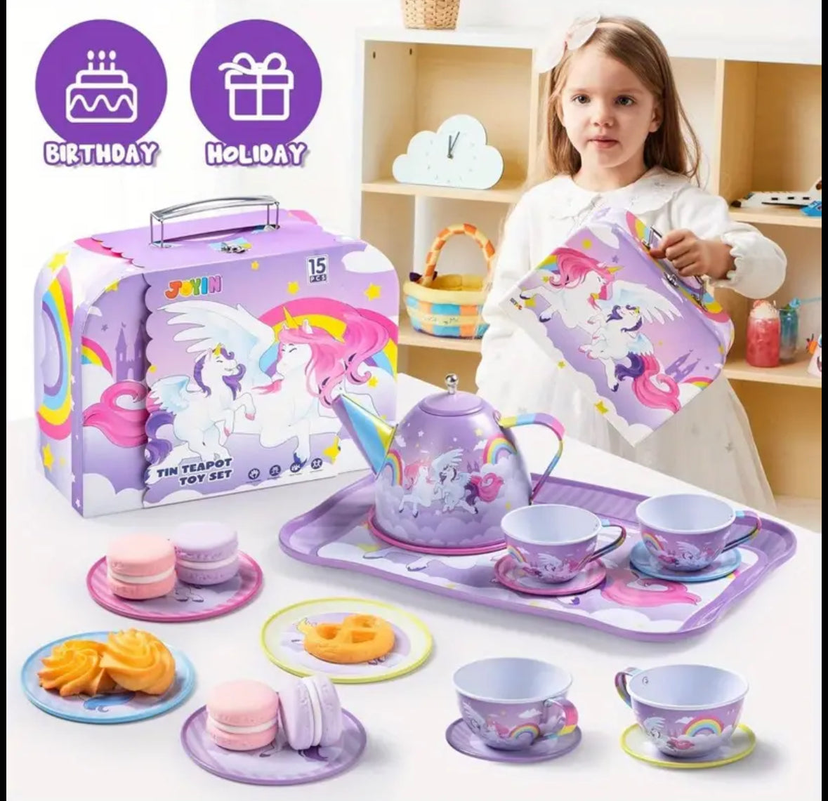 Little Tea Party Magic - Kids Tea Cup Set with Colorful Designs for Imaginative Play