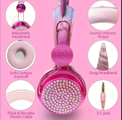 Unicorn Headphones With Ring-stones