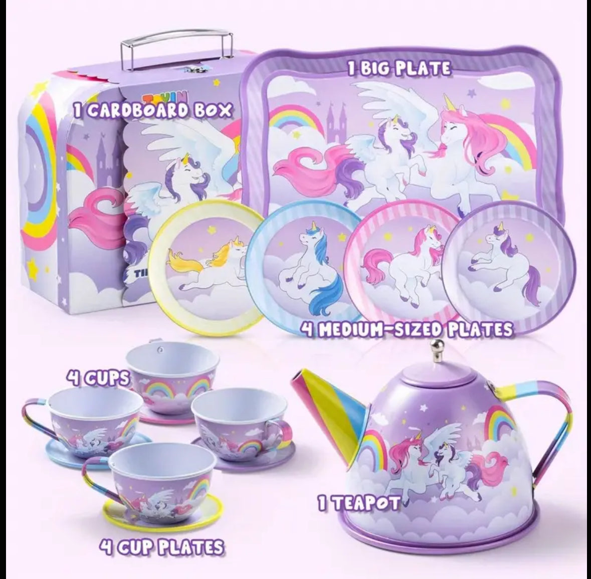 Little Tea Party Magic - Kids Tea Cup Set with Colorful Designs for Imaginative Play
